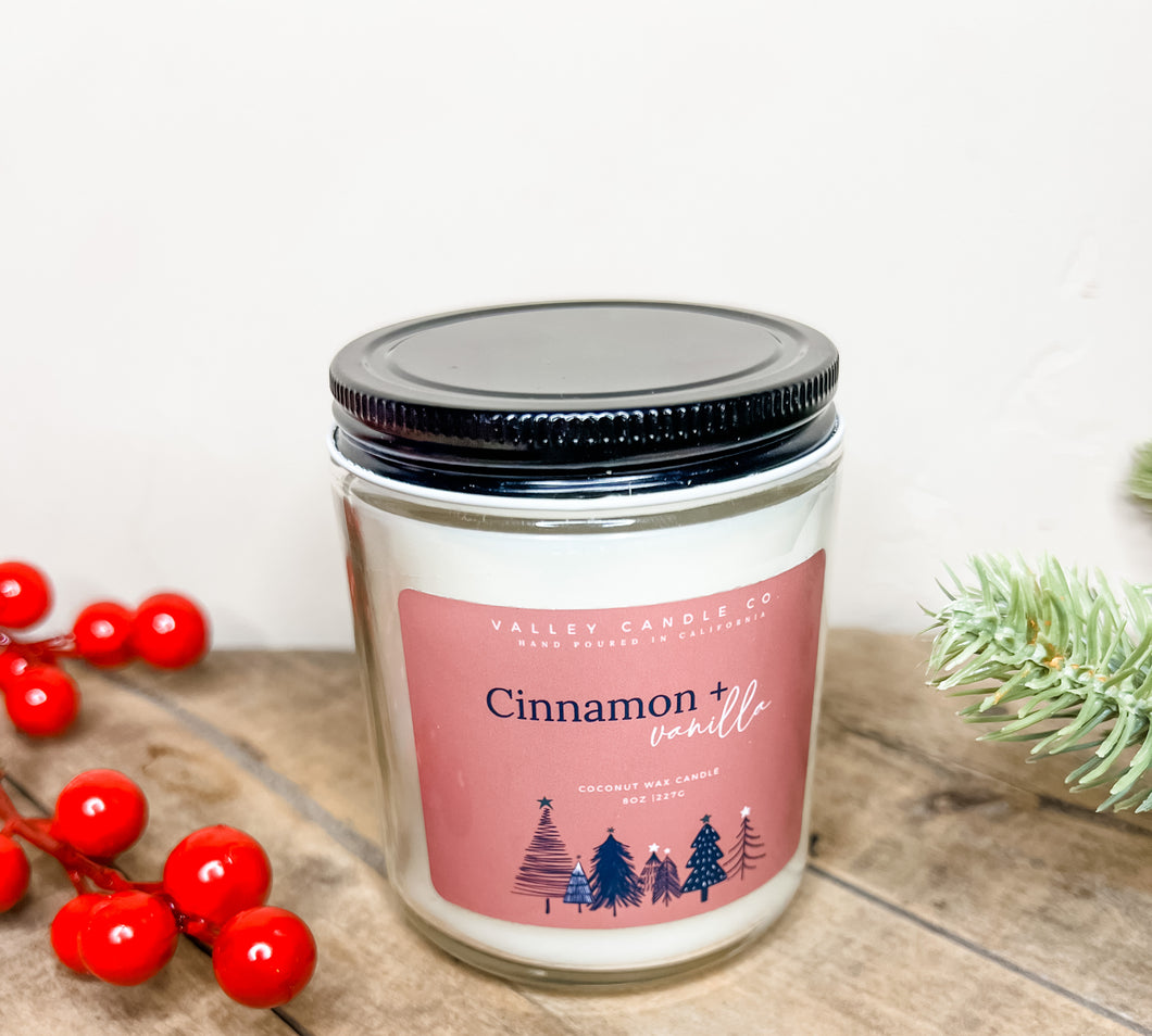 Cinnamon + Vanilla | Coconut Wax Candle | 8 oz